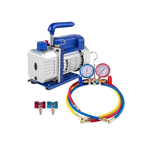 Bomba de vacío refrigerante BUUBO, 4 CFM, monoetapa, 1/3 HP, para mantenimiento de aire acondicionado doméstico y sistemas de refrigeración, incluye manómetro y mangueras miniatura 2