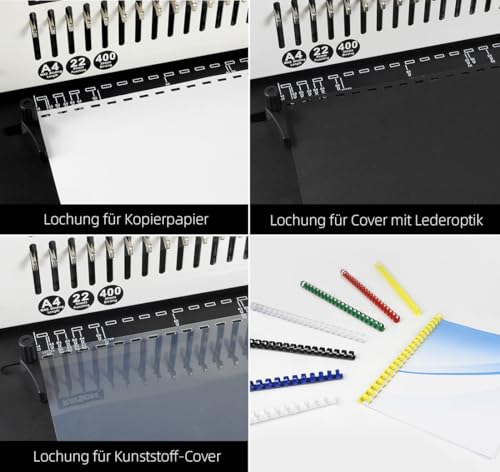 RAYSON Bindegerät, 21 Löcher, Bindet 400 Blatt, Din A4, SD-220B