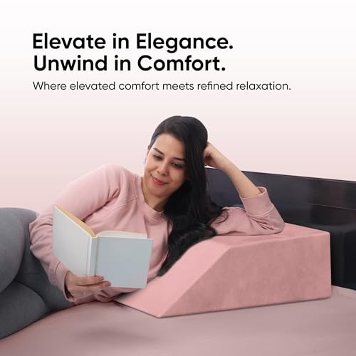 Image of Frido Leg Elevation Wedge Pillow for Edema, Varicose Veins, Fracture | High Resilience Foam Cushion for Leg, Knee & Thigh Support | Back Pain & Swelling Relief | Lightweight (Blush Pink)