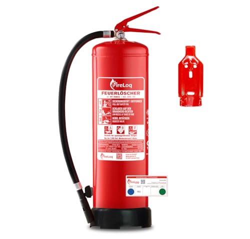 FireLoq 6L Fettbrand Feuerlöscher für Brandklasse ABF mit 34A 233B 75F ergibt 10LE Dauerdruck inkl. Prüfnachweis,Wandhalter und Manometer