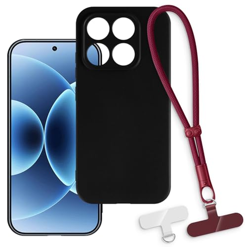 OAGELIM 2-in-1�ی�P�[�X�ƃ��X�g�X�g���b�v Xiaomi 17 5G �Ƃ̌݊������� ���O���\�ȃ��j���[�h�t���d�b�J�o�[�A����~�ߕ����h�~�O���b�v�n���h�� (�u���b�N + ���b�h)