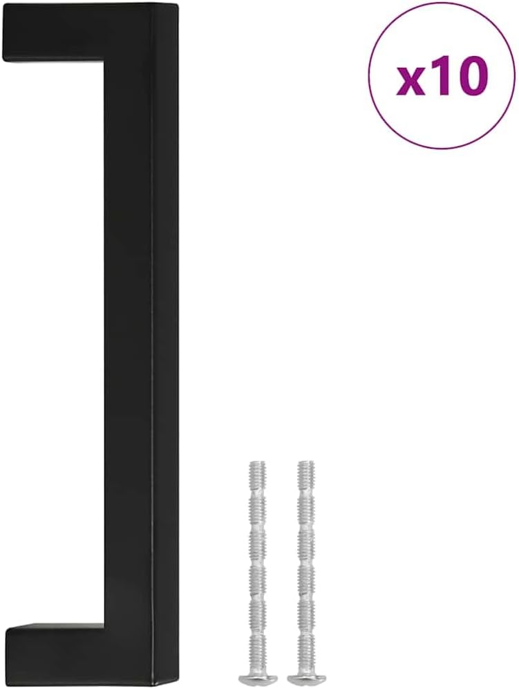 Cabinet Handles 5.1 inch Hole Spacing, 10 Pack Matte Black Stainless Steel Drawer Pulls for Kitchen Cabinets, Cupboards, Dressers and Furniture Hardware