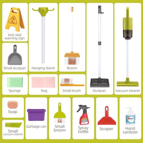 Jovow 667-64 Kids Cleaning Set For Toddlers, Detachable 20 Pcs Pretend Play Set, Educational Toddler Cleaning Carts Includes Real Working Vacuum Cleaner thumb #1