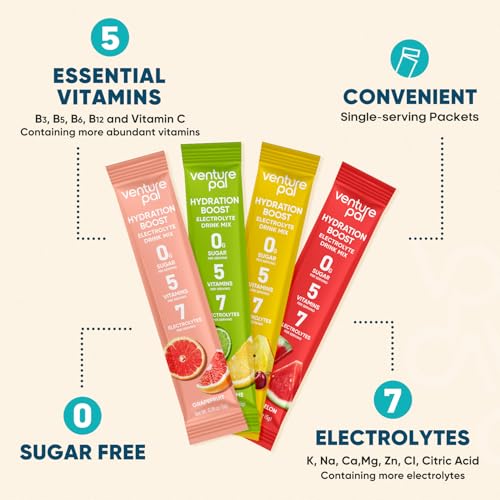 Image of Venture Pal Sugar Free Electrolyte Powder Packets, Keto Friendly, 16 Sticks