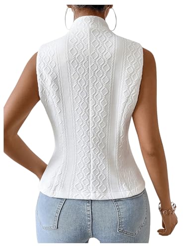 GORGLITTER Women's Sleeveless Blazer Vest Top Dressy Textured Button Up Suit Vest Split Hem Collared Waistcoat2