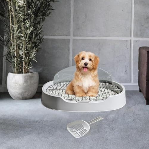 Generic Dog Toilet Pet Pee Toilet Puppy Potty Tray,Indoor Pet Litter Pan,Anti Splashing,Litter Box Training Corner for Small Dogs Cat, Grey, 18mm
