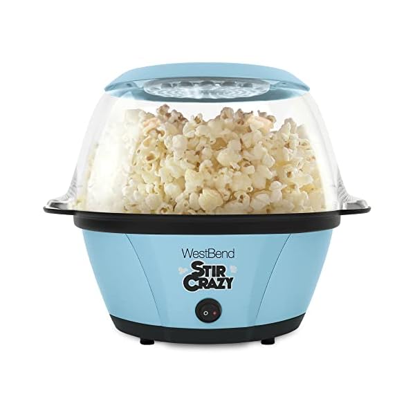 West-Bend-PC8270BL13-Stir-Crazy-Hot-Oil-Popcorn-Popper-Popcorn-Maker-Machine-with-Large-Serving-Bowl-Lid-and-Stirring-Rod-6-Qt-Blue West-Bend-PC8270BL13-Stir-Crazy-Hot-Oil-Popcorn-Popper-Popcorn-Maker-Machine-with-Large-Serving-Bowl-Lid-and-Stirring-Rod-6-Qt-Blue