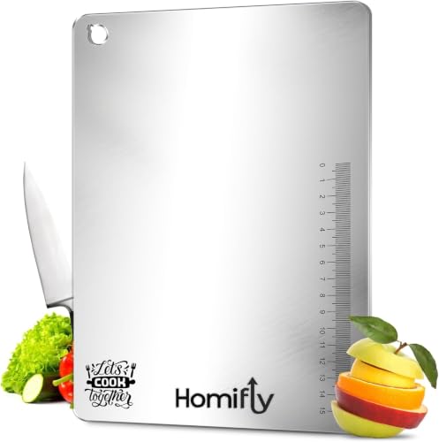 Image of HOMIFLY 304 Stainless Steel Chopping Board for Kitchen /Non-Slip Cutting Board /Food-Grade & Double-Sided Kitchen Chopper for Vegetable, Fruit, Bread, Meat & Kneading Dough (Large)