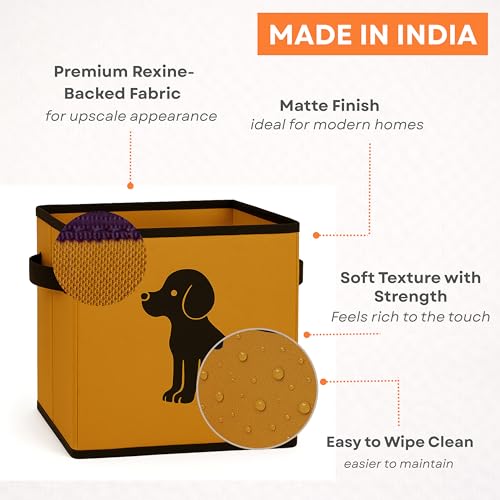 Image of Sopent Dog Toy Basket & Toy Storage Organiser - Foldable Fabric Pet Storage Box for Dogs & Cats, Dog Organizer, Pet Toys Basket, Home Organiser