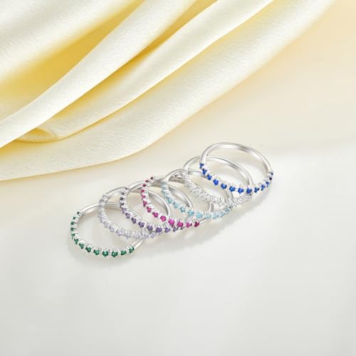 JO WISDOM Stackable Ring Eternity Bands for Women 925 Sterling Silver Cubic Zirconia Half Eternity Stacking Rings3