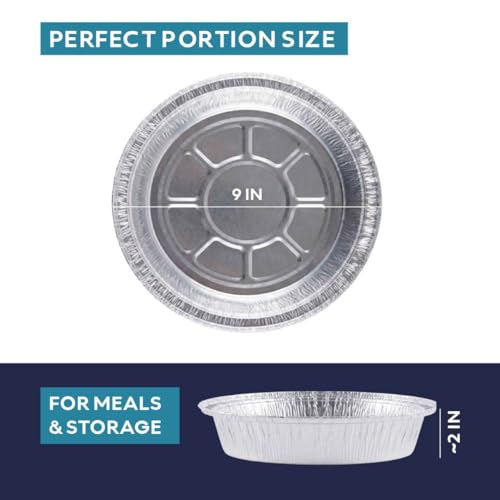 The Name 9" Round 50 Pack Aluminum Foil Pans Disposable Pie Tins, Mini Pans, Tart Baking Trays, Oven/Freezer Safe, Perfect for Apple Pie, Pumpkin Pie, Quiche, Pot Pie, Cobbler, Catering & Food Service by The Name - Used condition - Image 4