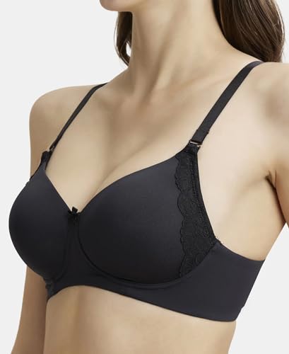 Image of Jockey 1816 Women Wirefree Padded Soft Touch Microfiber Elastane Stretch Full Coverage T-Shirt Bra with Lace Styling