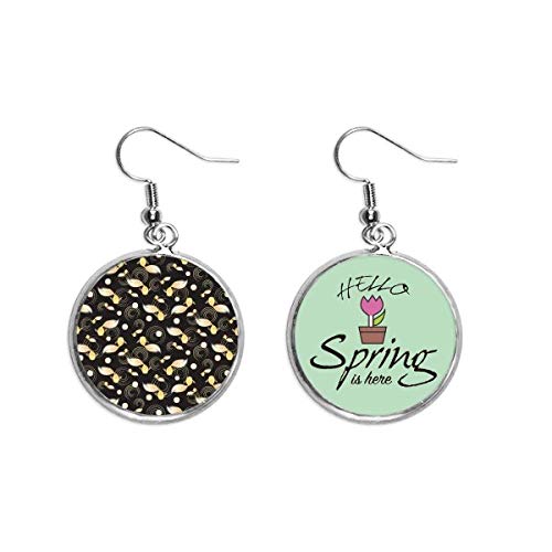 Pendientes de primavera estilo Japón decorativo con esmalte fino artesanal
