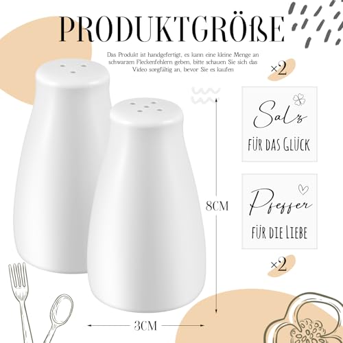 Geiserailie Salz- und Pfefferstreuer Hochzeitsgeschenk Set mit Salz und Pfeffer Aufkleber Hochzeit Geschenkideen für Brautpaar Einzugsgeschenke Einweihungsgeschenke für Wohnung Haus(Elegant Stil)