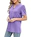 Women Summer Outfits 2026 Short Sleeve Henley Neck Shirts Ladies Button Tops Trendy Beach Vacation Clothes Light Purple