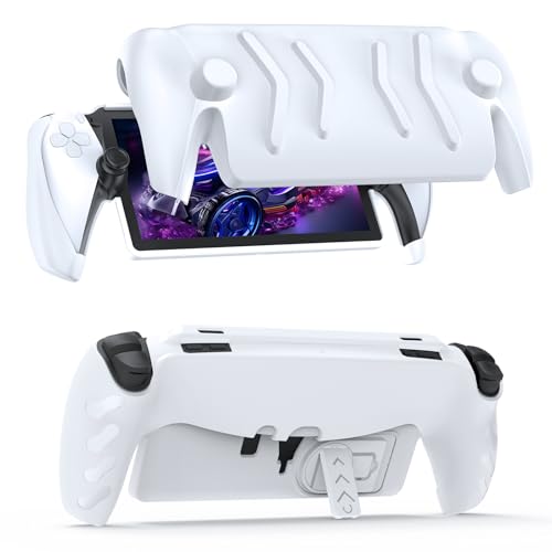 Full Protective Case Cover Compatible with PlayStation Portal Remote Player,PS5 Portal Case with Detachable Front Shell,Frosted Anti-Slip Handheld Design(White)