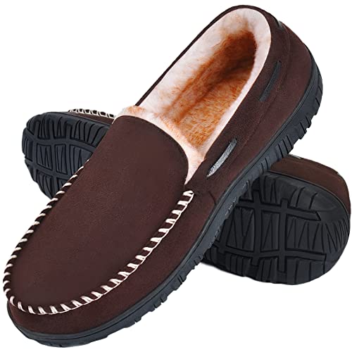 MIXIN Slippers for Men Memory Foam Mens Slippers Moccasin Hard Sole Slippers Indoor Outdoor