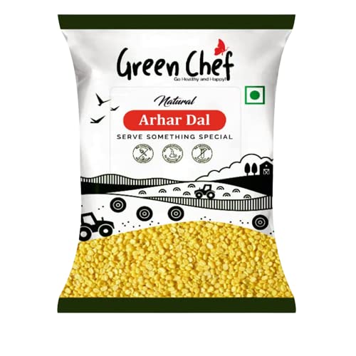 Herms Organic Arhar Dal / Toor Dal, 500g with Free Spices Turmeric, Red