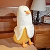 PEACH CAT Banana Duck Plush Toy Cute Plushie Hugging Plush Pillow Duck Stuffed Animal for Girls and Boys White 12" #5