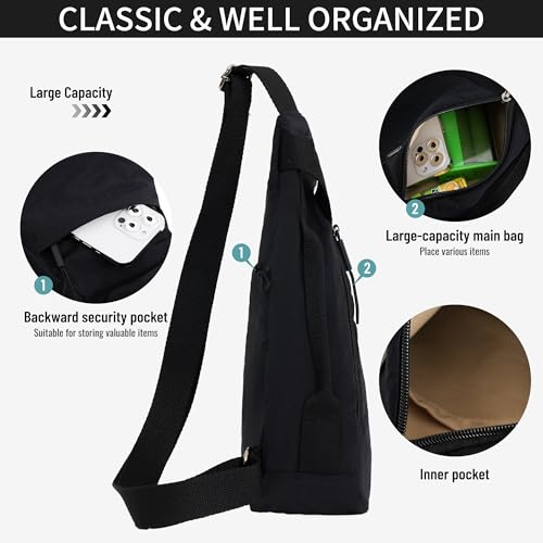 Men'S And Women'S Universal Crossbody Bag, Made Of Nylon, Casual Crossbody Bag, Suitable For Camping And Traveling (black)2