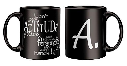 Image of Attitude Quotes with Alphabet A Printed Ceramic Coffee /Tea Mug - Black