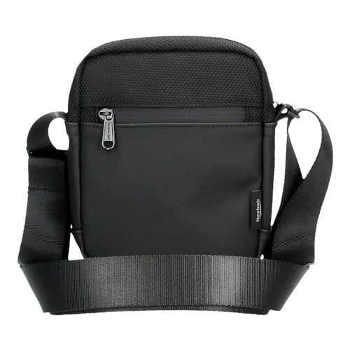 Reebok Roger Shoulder Bag Black 15x19.5x6cm Polyester with Faux Leather Details by Joumma Bags by Joumma Bags, Black/White, Shoulder Bag, Black/White, shoulder bag3