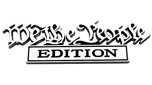 Image of 2X WE The People Edition Emblem 3D Badge Sticker Decal Compatible with Vehicle, Truck, SUV, Door Decoration (Chrome Black)