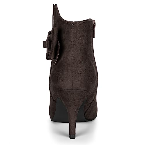 Allegra K Women's Point Toe Bow Stiletto Heel Ankle Boots4
