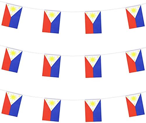 ZXvZYT Philippine Filipino Flag Banner String,Small Mini Philippines Pennant flags,For Grand Opening,Olympics,National Sports Events,Party Festival Decorations(50 Feet 38 Flags )