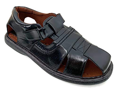 FLS Men's Sandals Closed Toe Adjustable Strap Buckle Fisherman Casual
