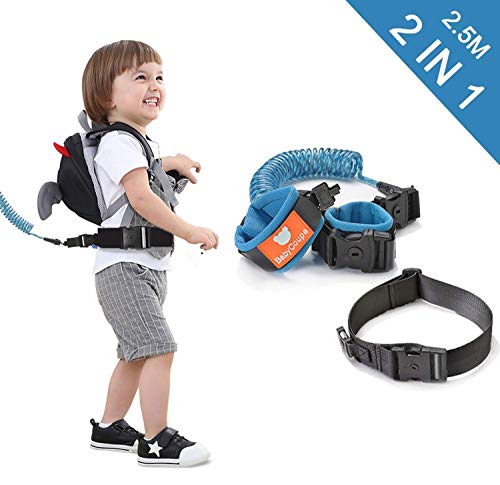 Pasa el ratón por encima de la imagen para ampliarla Cinturonesy Pulsera 2 en 1 kit de Combinación, Arnés de Seguridad Para Niños, Arnés de Bebé Para Caminar (Blue+Black+2.5M)