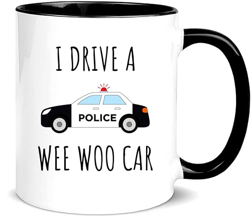 Awnpow Funny Police Officer Mug,Wee Woo Car Mug,Police Graduation Mug,11oz Ceramic Coffee...
