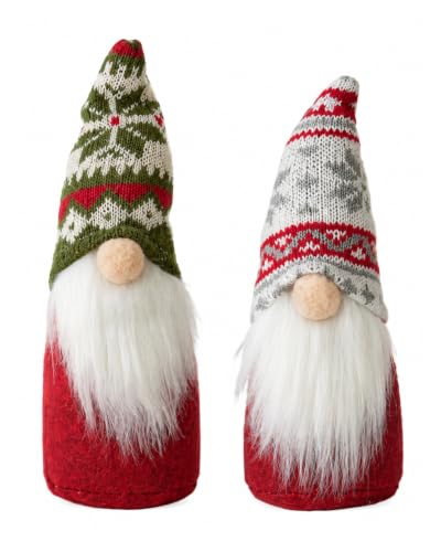Luxorium 2 piezas de gnomos navideños 18x7 cm figuras de peluche rojo y verde para decoración de mesa, salón y repisa de ventana
