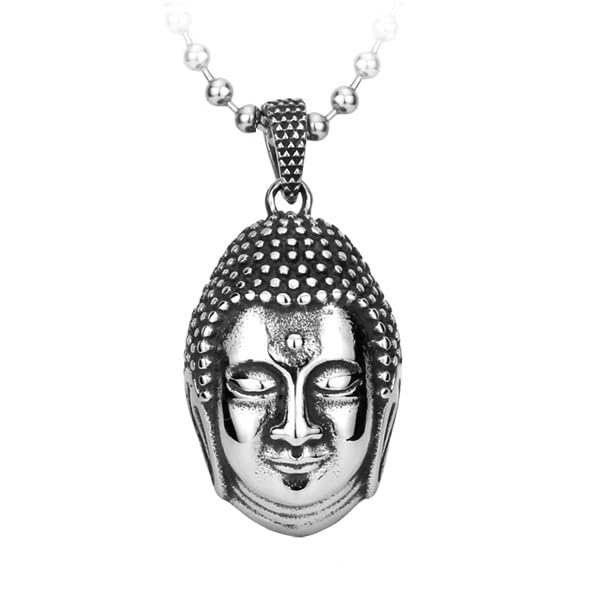 Asma Jewel HouseReligious Buddha Design Silver Pendant Stainless Steel Necklace Chain for Men Boys