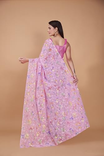 Image of Garden Vareli Summer Roganza Viscose Brasso Floral Print Christmas Special Saree