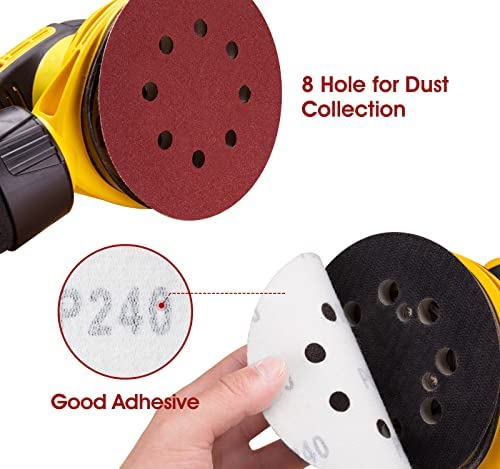 SATC Sanding Discs 240 Grit 72Pcs Orbital Sander Discs 125mm Hook and Loop Round Orbital Sander Pads for Sanding - Image 3