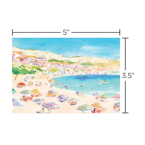 Image of Papyrus 14-Count All-Occasion Blank Stationery Note Set, Watercolor Beach Scene