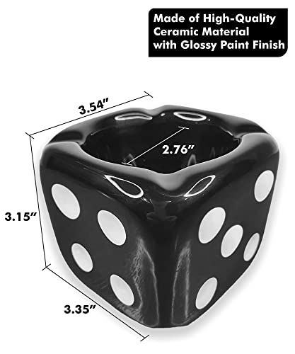 Jeuristic Ashtrays For Cigarettes Dice Ash Tray - Premium Ceramic Retro Cool Ashtrays Gifts For Smokers Home Ashtrays For Indoor Outdoor Patio Desktop Decor Unique Fancy Ashtray Cute Ashtray Black #TOP1