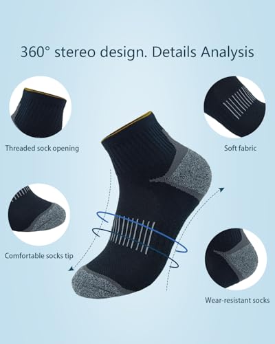 Ankle Socks Running Athletic Socks for Mens Cotton Cushioned Sport Socks 5 Pairs 7-133