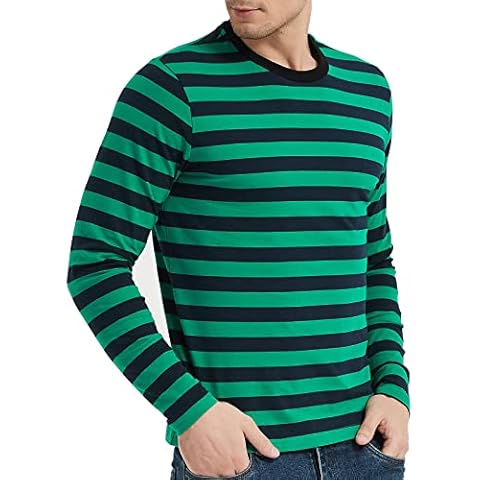 LEDING Men's Long-Sleeve Striped T-Shirt Cover