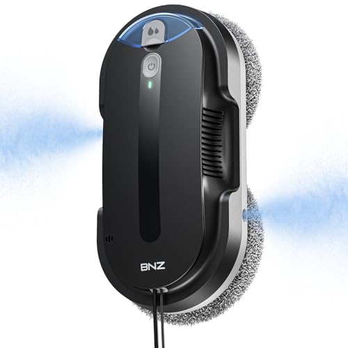 BNZ Smart Window Cleaning Robot, Twin Turbo & Dual Auto-Spray Window Cleaner with Multiple Safety System, AI Path Planning, Frameless Edge Detection, K1 (Matt Black)