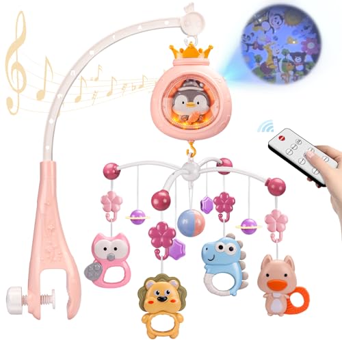 Image of ZFSZSY Baby Mobile for Crib, Crib Mobiles with Music and Lights, Nursery Hanging for Girls Boys Bassinets Toys, Musical Arm for Pack and Play, Space Portable Animal Clip On