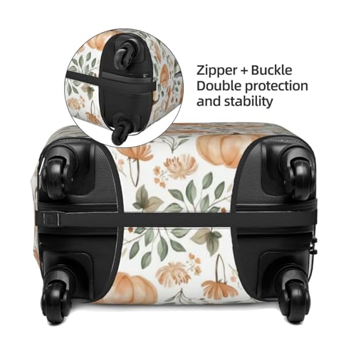 Autumn Pumpkin Floral Luggage Cover Protector Elastic Washable Anti-Scratch Suitcase Covers With Zipper Closure For Luggage 18-32 Inch Medium4