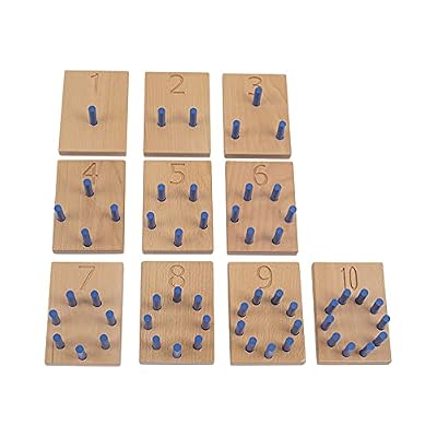Adena Montessori Zählbrett-Set – Zahlen Lernen 1-10 Mit Stäbchen & Steckbox – Pädagogisches Holzspielzeug Für Kinder Ab 3 Jahren
