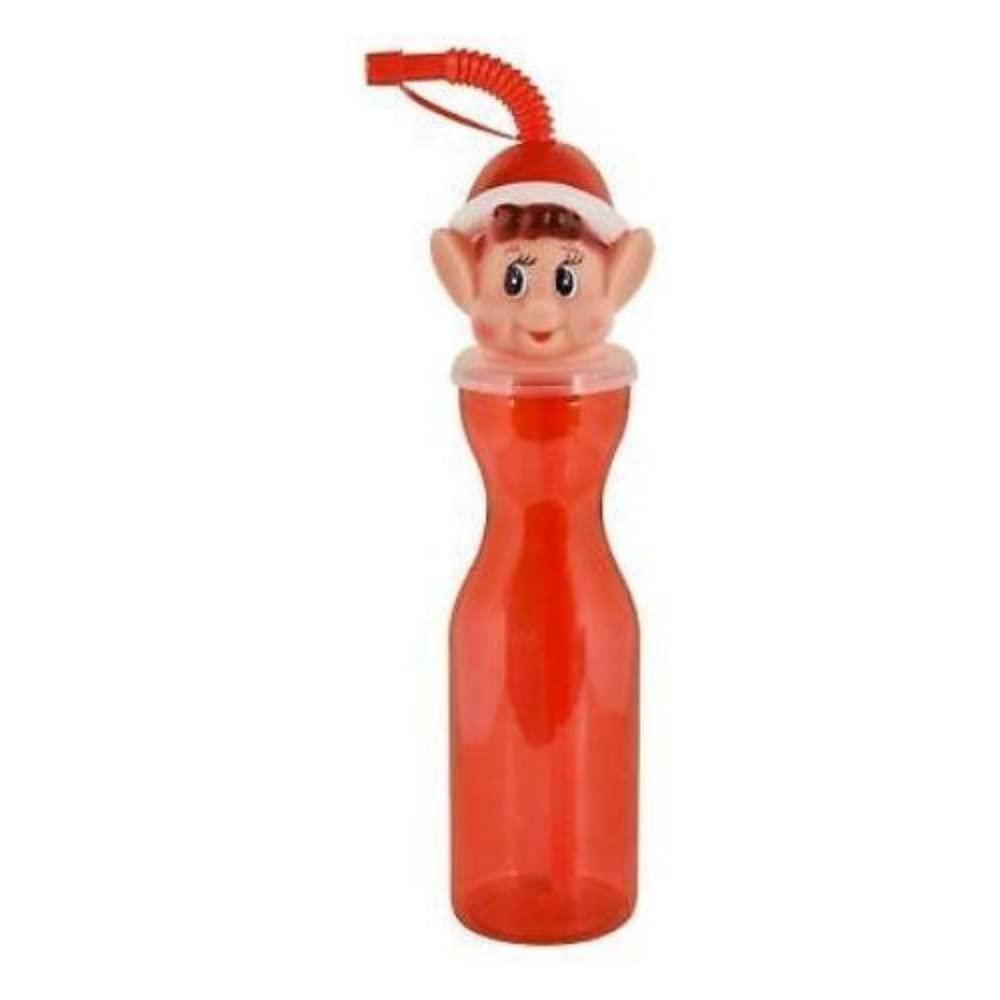 Fabfinds Red Elf Kids Drinks Bottle With Straw For School Work Bpa Free Giftable 500Ml (Red Elf)