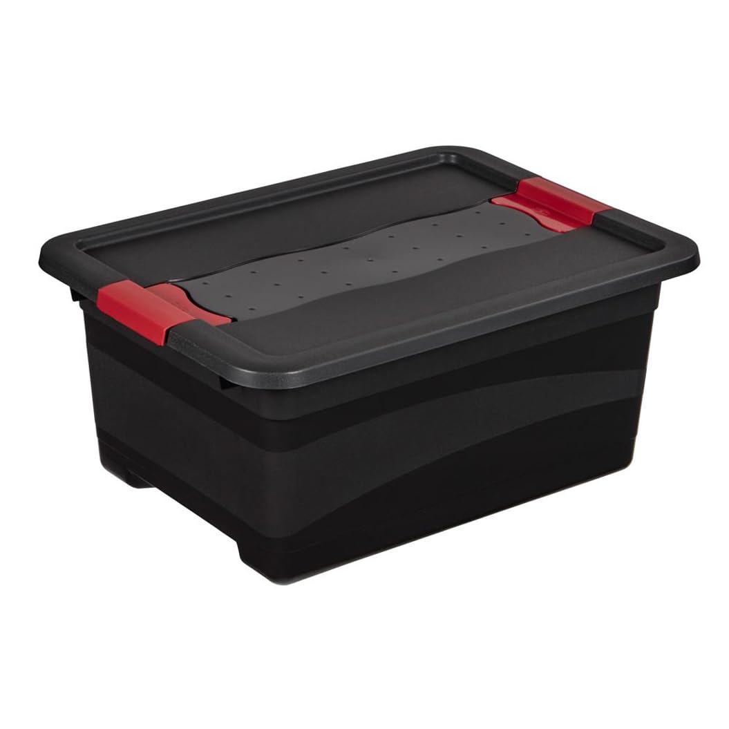 Keeeper Graphite Transport Box With Lid, Extra Strong, Sliding Closure, 39.5X29.5x17.5 Cm, 12 Litre, Eckhart, Grey