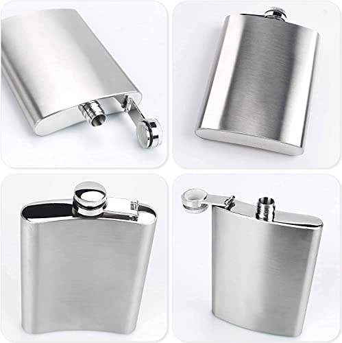Image of Plain Silver Design Stainless Steel Hip Flask with Funnel 8 Oz (236 ml) I Wine Whiskey Liquor Holder Flask I Unisex Alcoholic Drinks Holder Pocket Size Bottle (Plain Silver+Funnel)