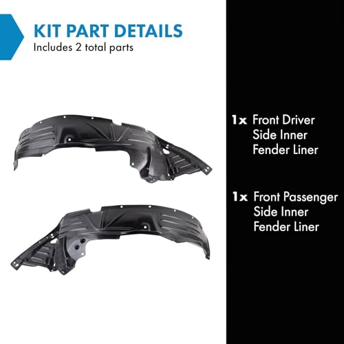 Image of TRQ Front Inner Fender Liner Set Compatible with 2007-2008 Honda Element HO1248129 HO1249123