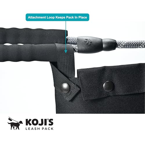 Image of Used Poop Bag Holder for Leash | Patented Poop Bag Pouch with Phone Pocket, Separate Clean & Dirty Compartments | Button Closure | Bag Attachment Fits Any Dog Leash, Hammock Style | Made in USA
