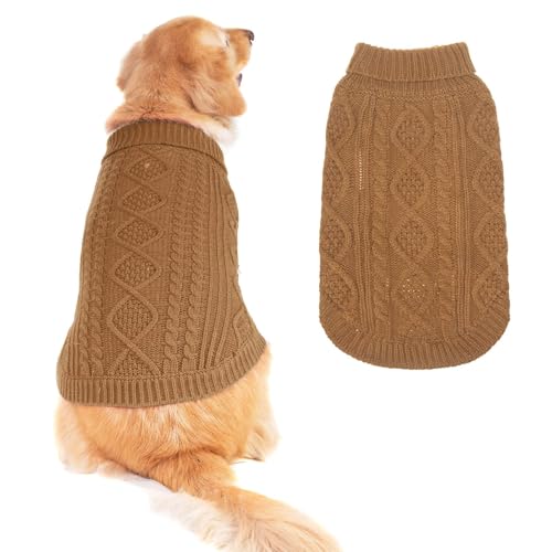 Image of BINGPET Dog Sweater for Large Dogs, Turtleneck Knitted Clothes